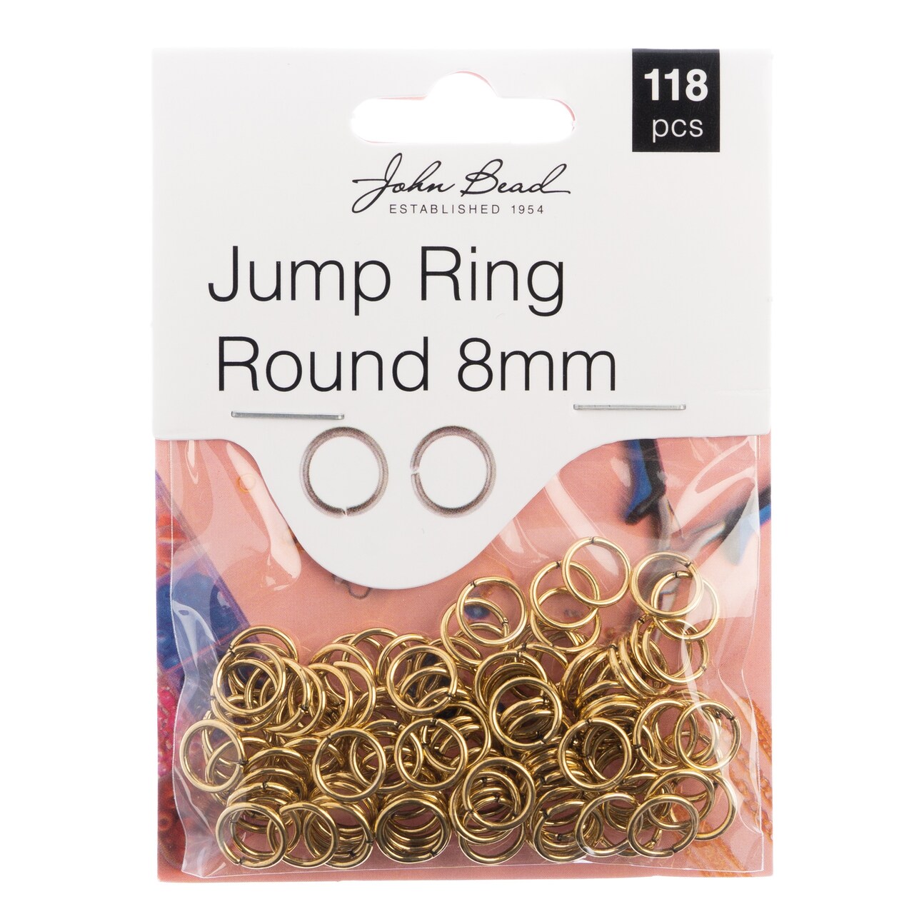 John Bead Must Have Findings Jump Ring Round 118/PC-Antique Gold, 8mm